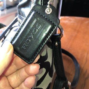 Coach Black/Tan Jacquard and Leather CrossBody Bag